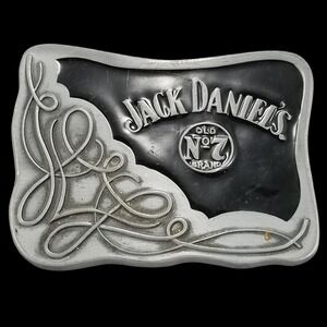 Jack Daniels Old No 7 Brand Western Belt Buckle Metal Silver Black‎ USA Made